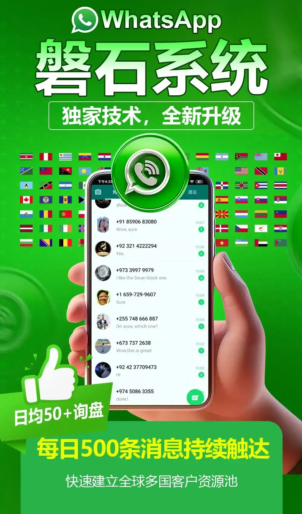 中小外贸企业缺预算？WhatsApp磐石系统用绿标号+超级号低成本撬动全球精准营销！
